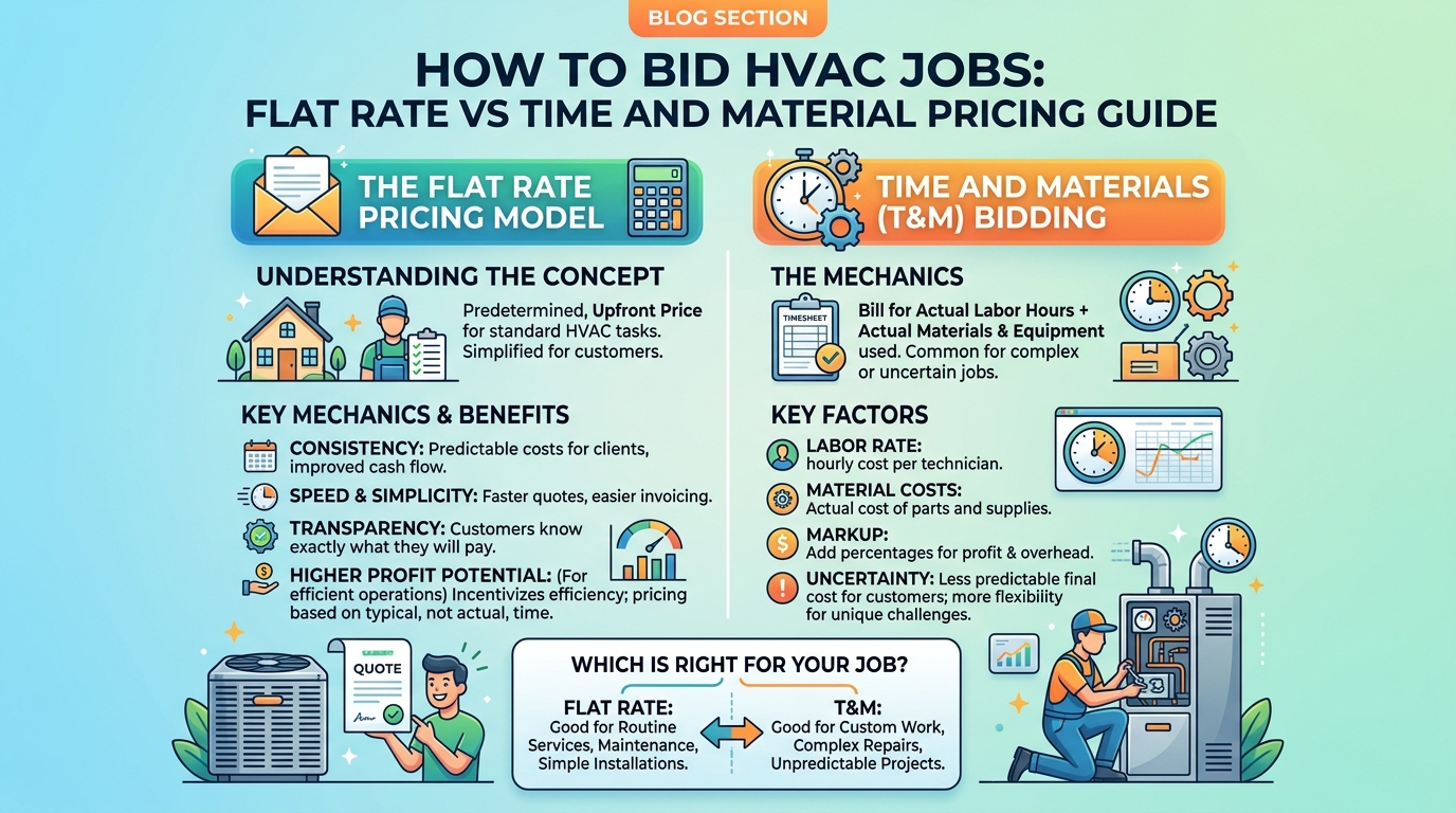 How to bid hvac jobs: flat rate vs time and material pricing guide — hvac guide illustration