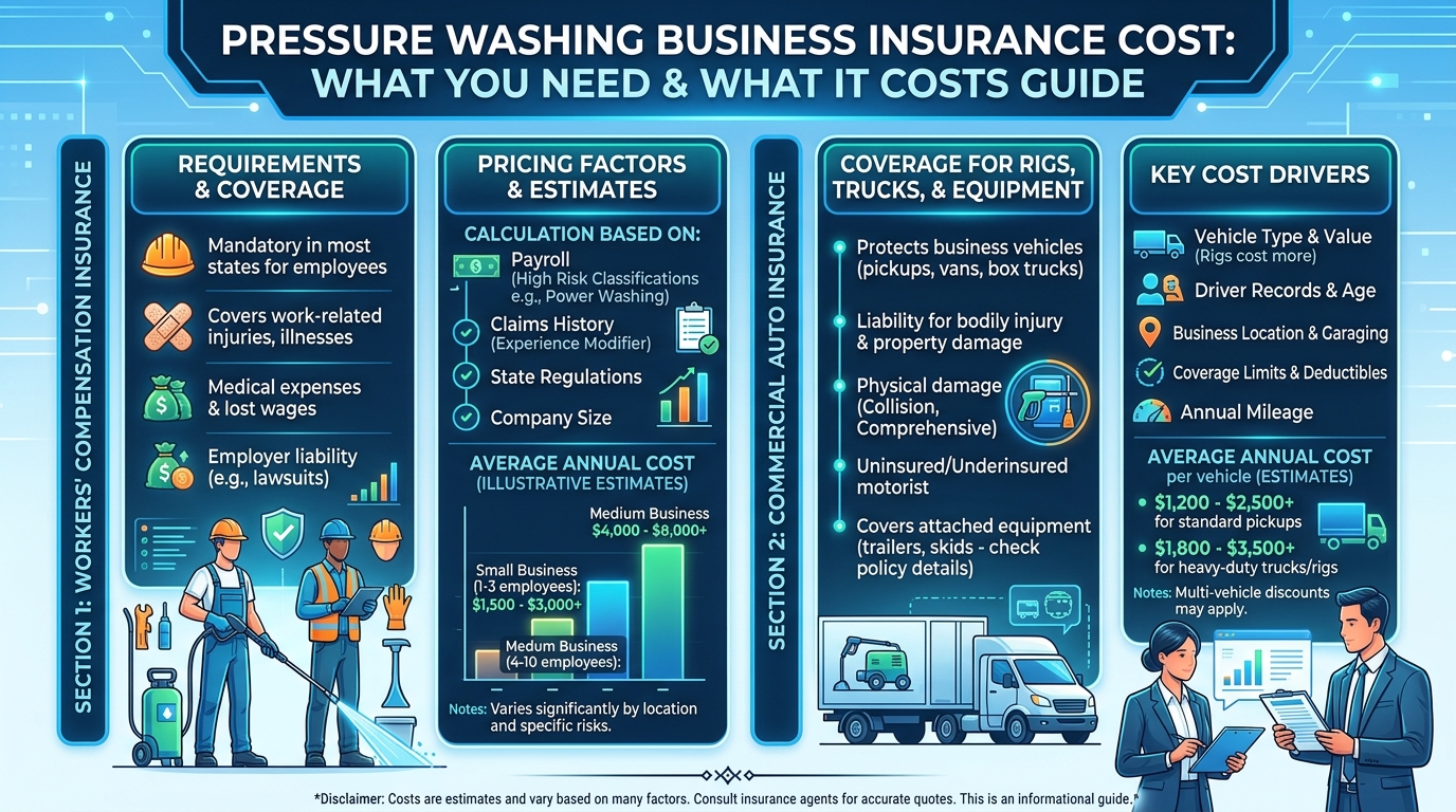 pressure washing business insurance cost: what you need and what it costs guide — pressure washing guide illustration