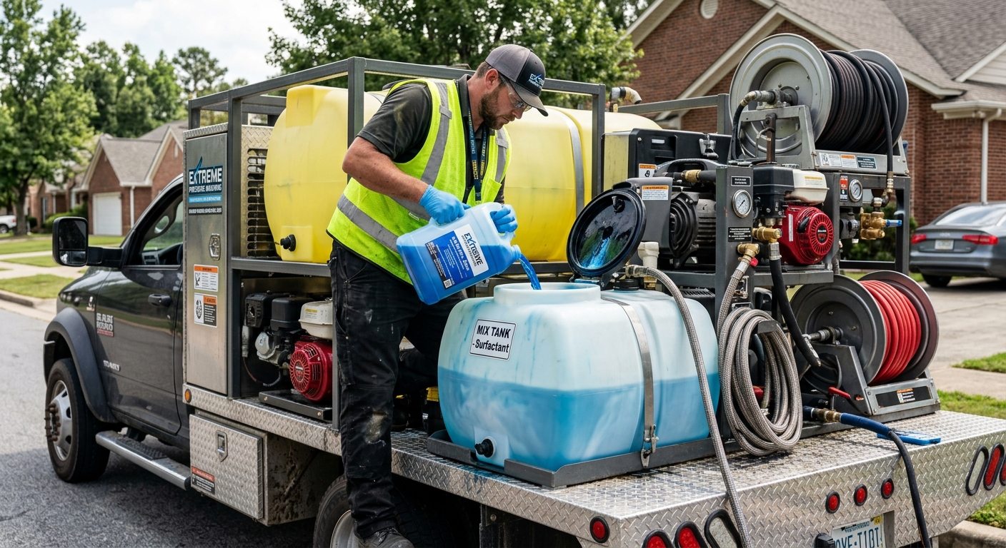 9 Complete Pressure Washing Chemicals for Beginners (2026 Guide) — cover image for pressure washing business guide