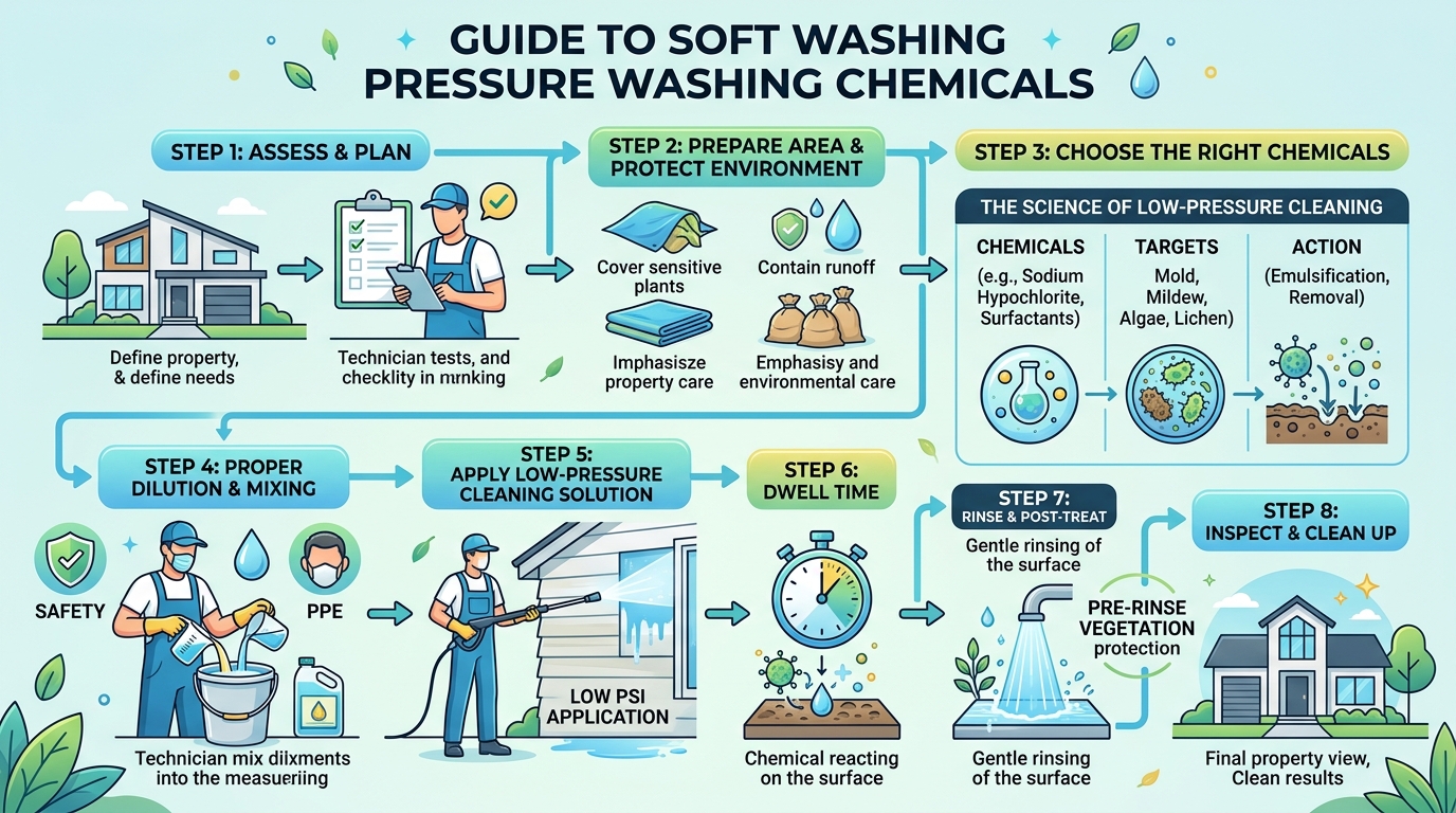 How to Pressure Washing Chemicals for Beginners: Complete Guide to Soft Washing? — pressure washing guide illustration