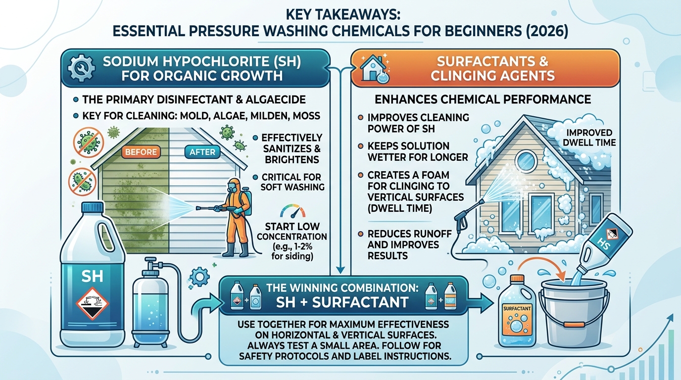 What are the Best Pressure Washing Chemicals for Beginners in 2026? — pressure washing guide illustration