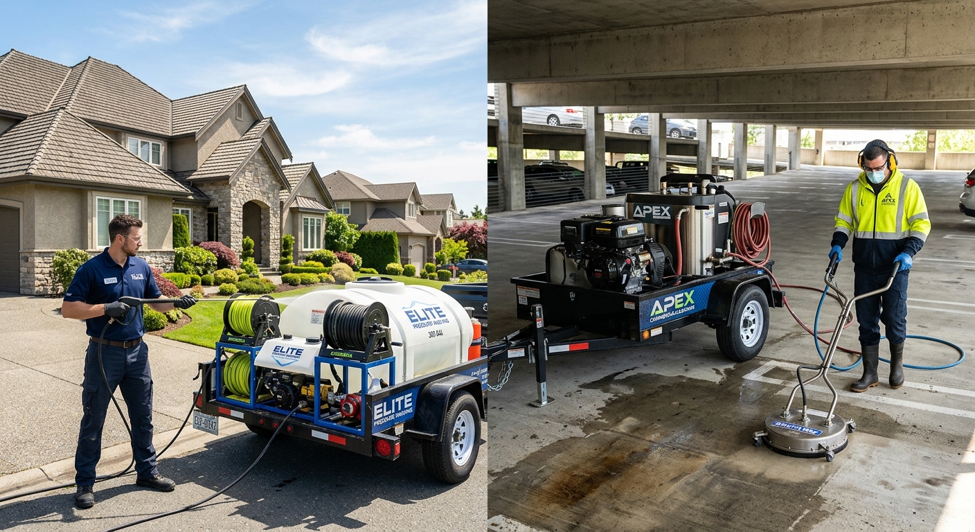 7 Expert Insights on Residential vs Commercial Pressure Washing for Contractors (2026) — cover image for pressure washing business guide