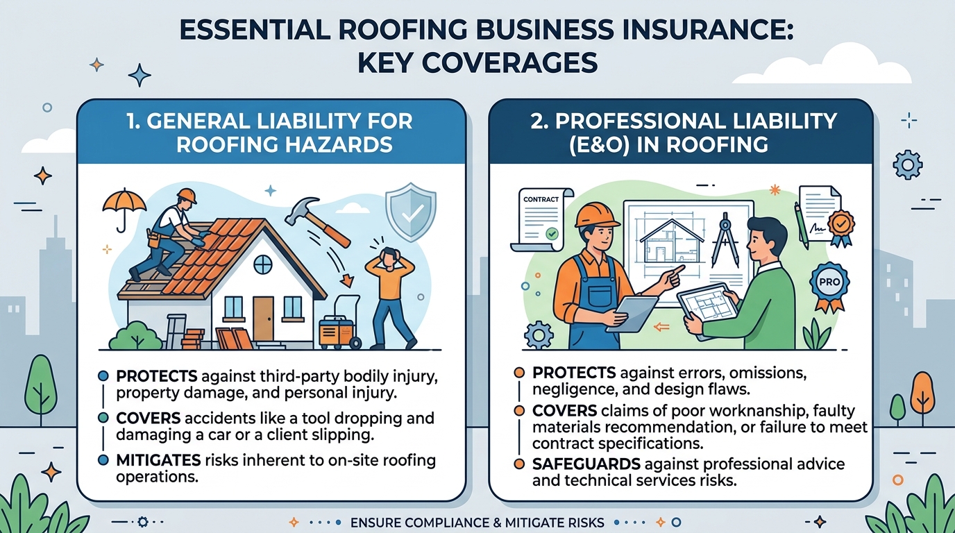 How to roofing business insurance requirements: what coverage you need? — roofing guide illustration