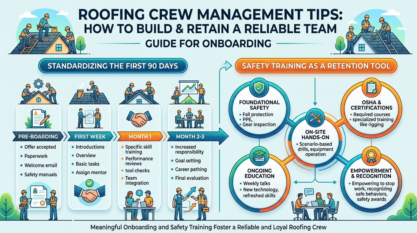 Roofing crew management tips: how to build and retain a reliable team guide for onboarding? — roofing guide illustration