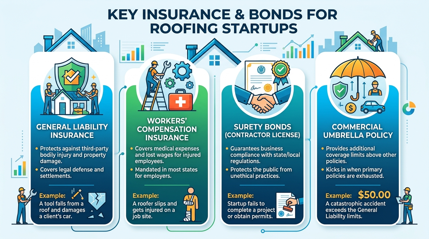 What Insurance and Bonds are Required for Roofing Startups? — roofing guide illustration