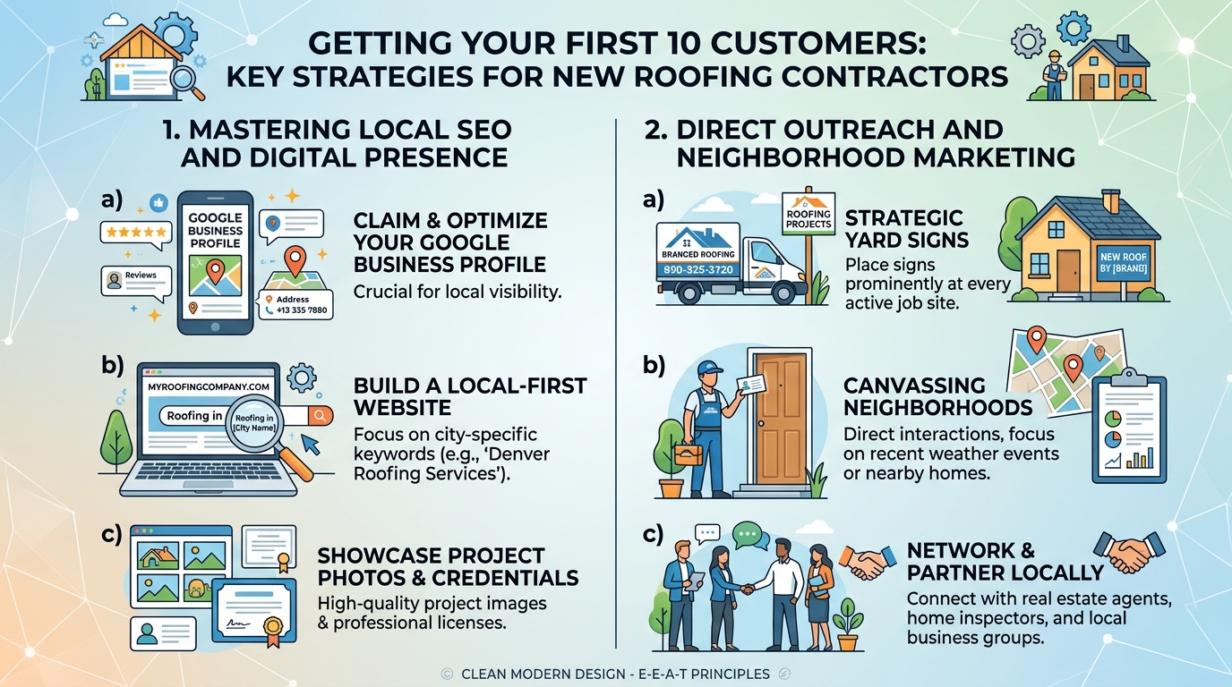 How Do New Roofing Contractors Get Their First 10 Customers? — roofing guide illustration